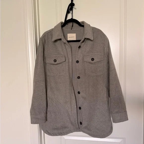 Gray Button-Up Shacket - Picture 1 of 4